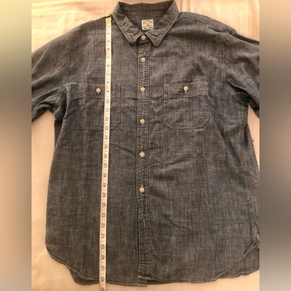 J Crew Button Up Collard Shirt Men Large Blue Denim Chambray Long Sleeve. - Picture 5 of 5